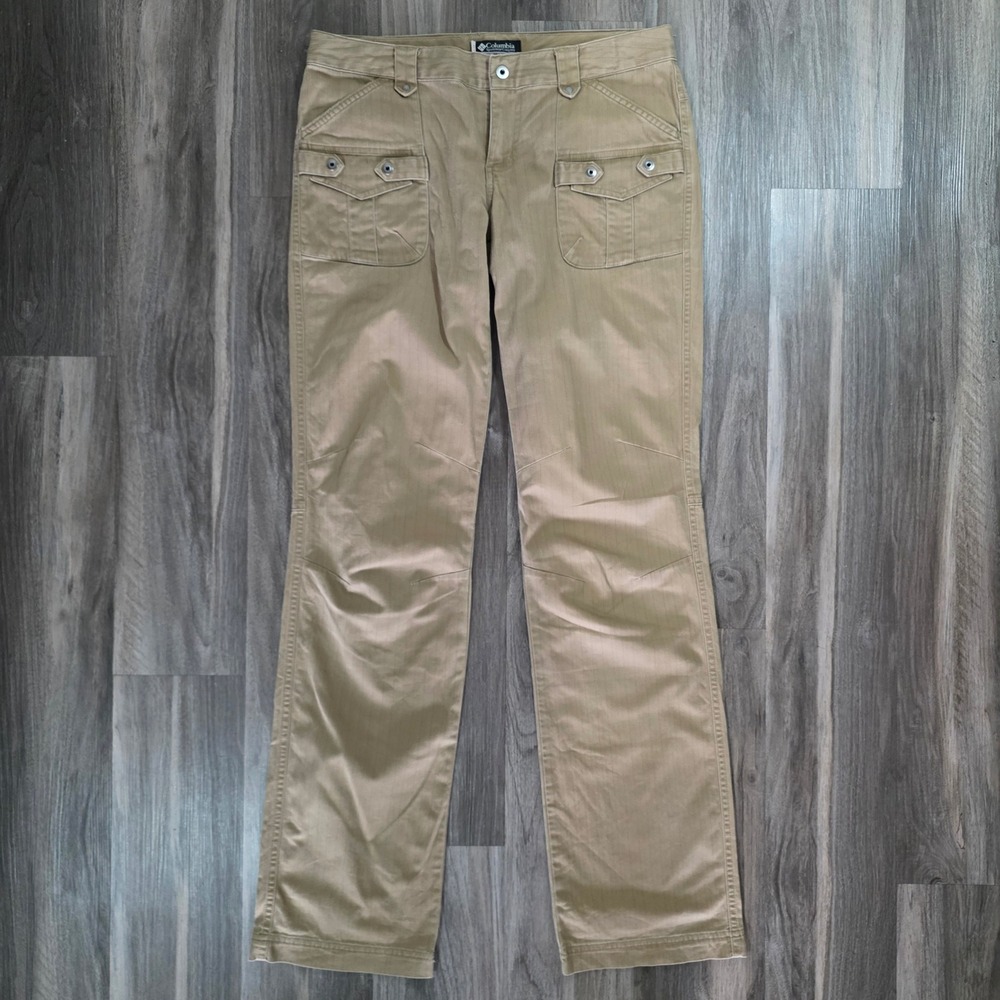 Columbia Womens Cargo Hiking Pants Tan Khaki Straight Leg Size 6 Long AL8441